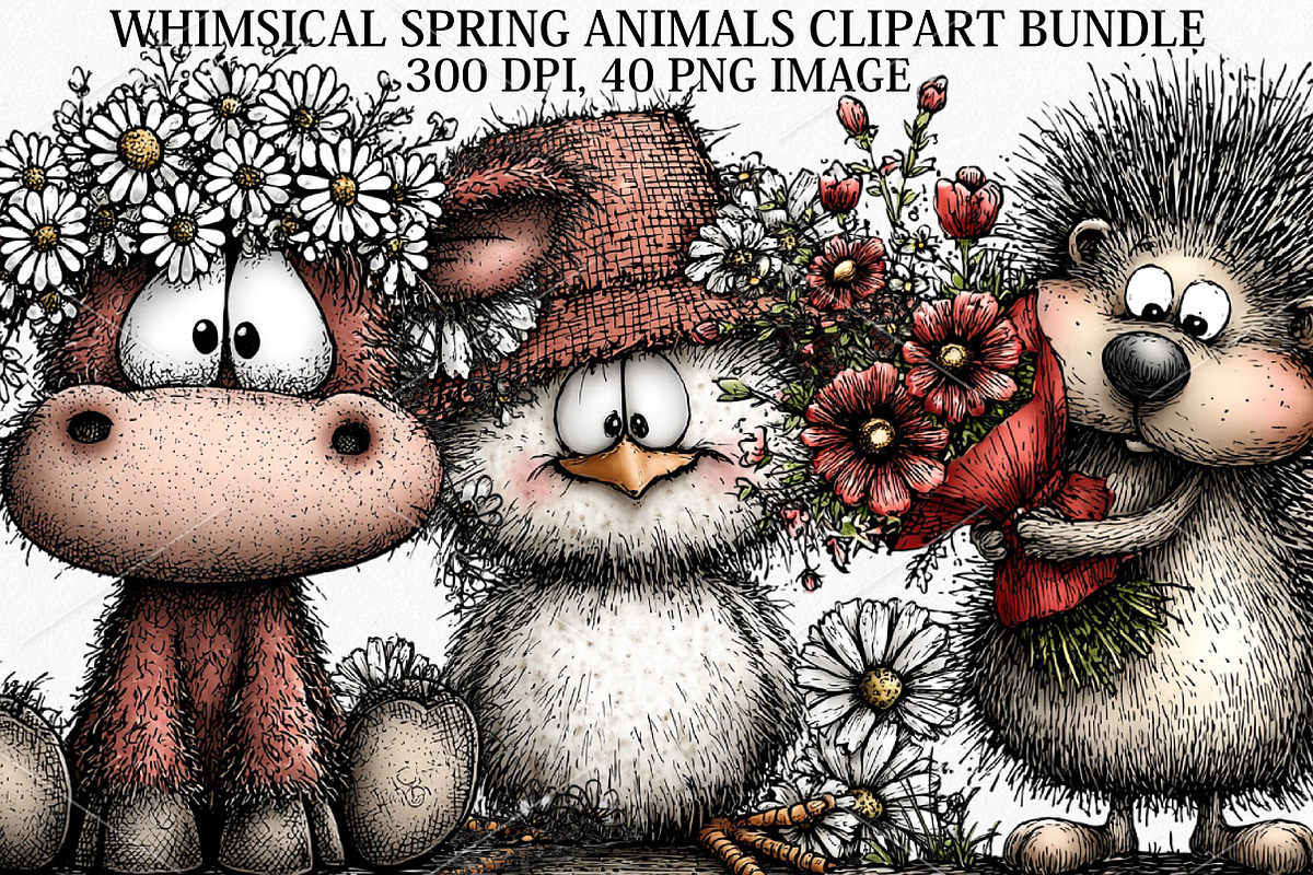 Whimsical Spring Animals Clipart PNG, a Seasonal Illustration by Canvas Craft (Photo 1 of 7)