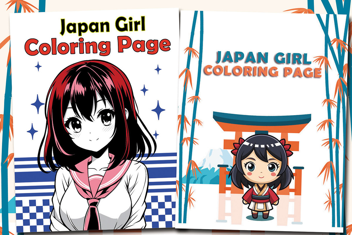 30 Japan Girl Coloring Page, an Education Illustration by Eka Design (Photo 3 of 5)