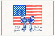 4th of July USA Flag Hand-drawn PNG, a Work Illustration by CraftArtStudio (Thumbnail 1 of 4)