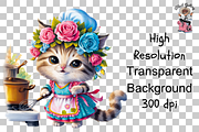 Cooking Cat Clipart PNG Bundle, a Graphic by Clipart Bloom (Thumbnail 11 of 12)