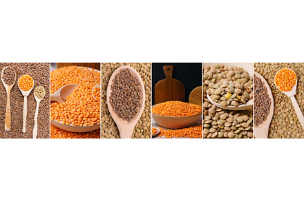 Collage made of lentils. Healthy, a Food & Drink Photo by darksoul72