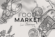 Food Market Vector Line Drawings, a Food Illustration by Esther van Helmont (Thumbnail 1 of 4)