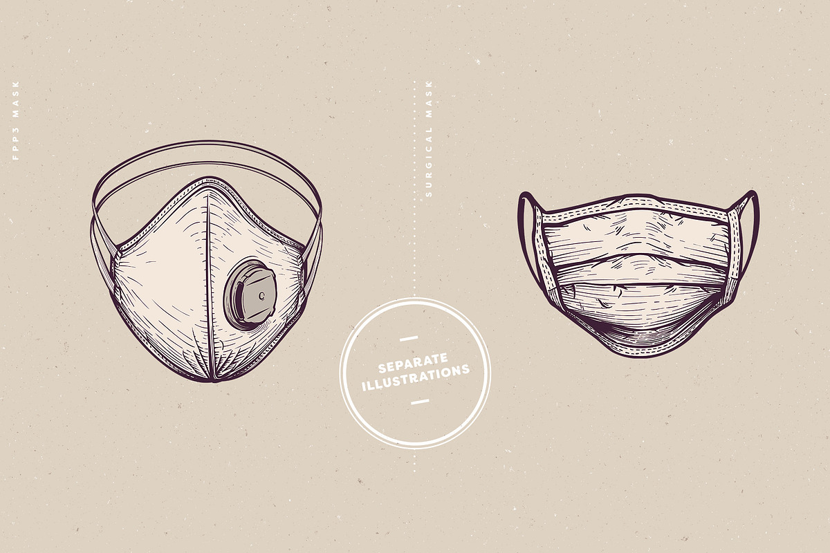 Corona Vintage Face Masks, a Healthcare Illustration by blauananas (Photo 5 of 8)