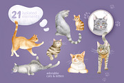 Cats Funny Toys Watercolor Clip art, an Animal Illustration by Elena Malgina Clipart (Thumbnail 2 of 19)