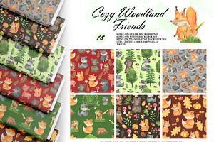 Woodland Animal Seamless Patterns