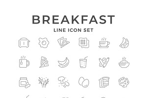 Set line icons of breakfast, an Outline Icon by motorama
