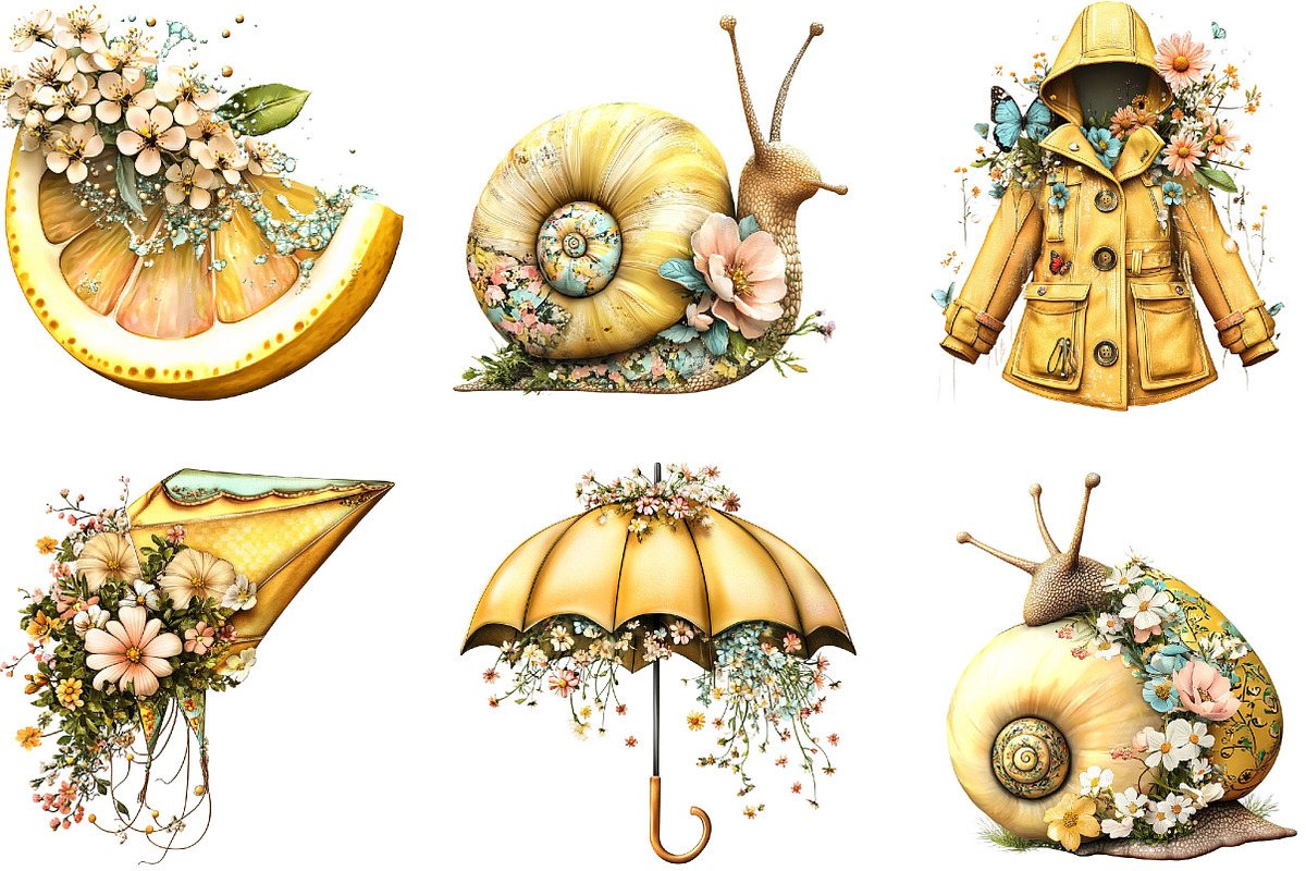 Whimsical Yellow Spring Clipart, an Illustration by Designking (Photo 3 of 5)