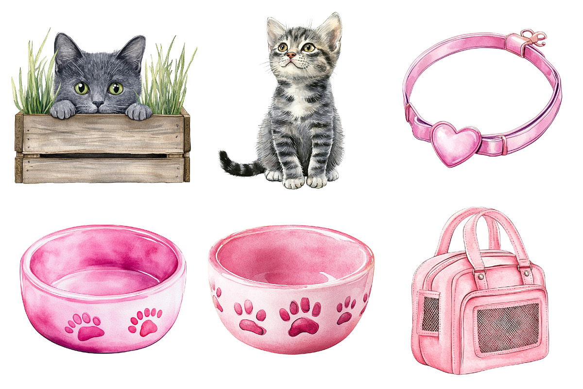 Watercolor Cat Mom Clip Art, an Illustration by CitraGraphics (Photo 4 of 5)