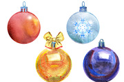 Watercolor Christmas baubles clipart, a Decorative Illustration by Watercolor fantasy (Thumbnail 4 of 5)
