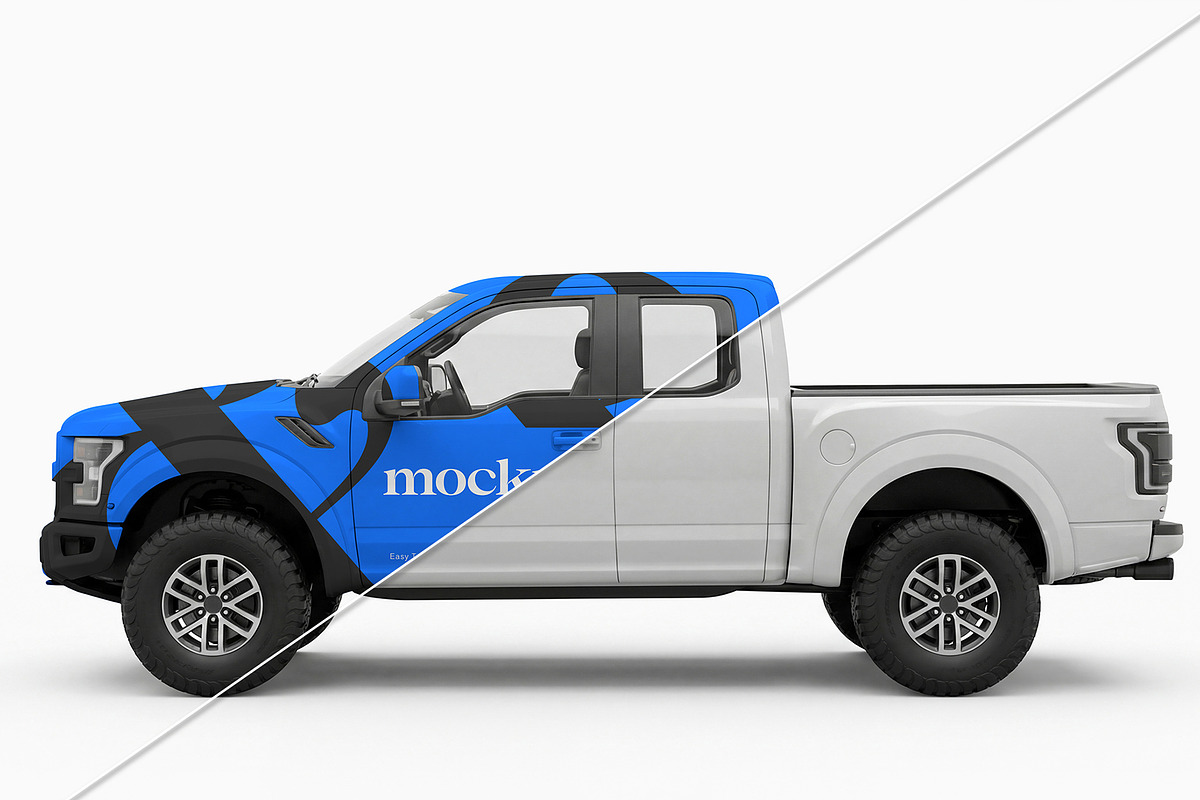 Pickup Truck Side View Wrap Mockup, an Advertising Mockup by graphypix (Photo 3 of 4)
