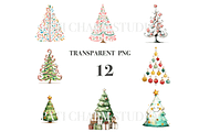 Funny Christmas Tree Clipart Set, a Decorative Illustration by Pati Charm Studio (Thumbnail 3 of 8)