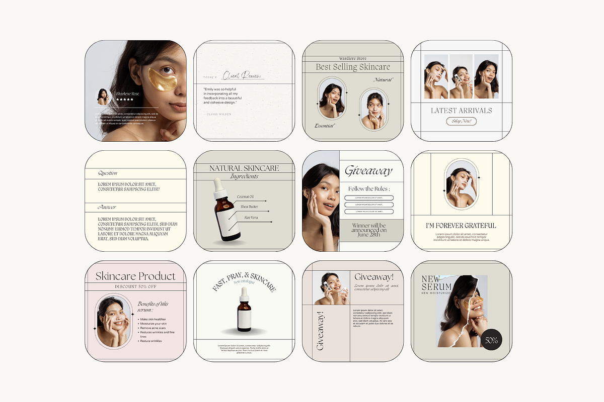 Skincare Instagram Post Templates, a Social Media Template by marmaries (Photo 3 of 6)