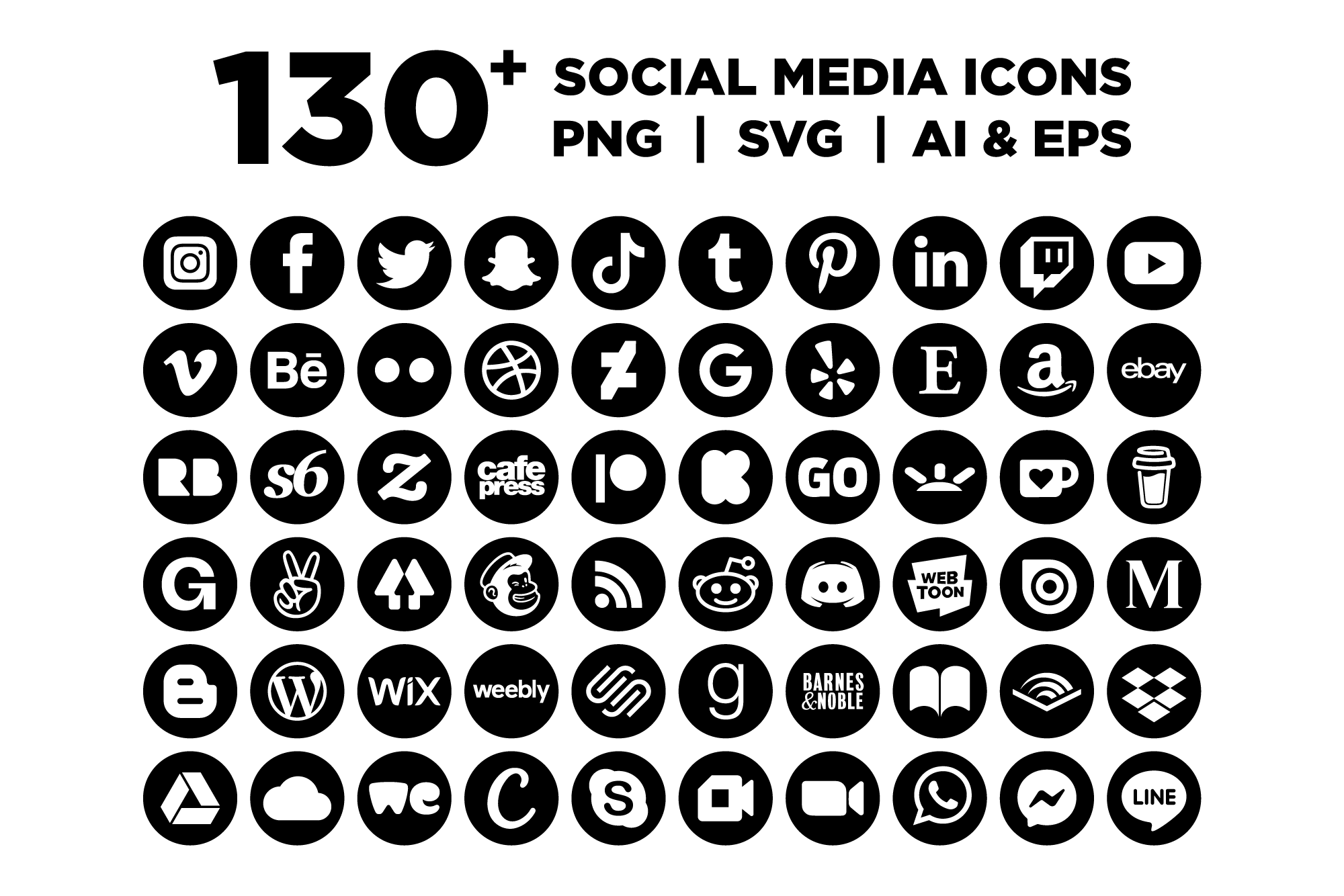 Black Circle Social Media Icons Set, an Icon by Running With Foxes