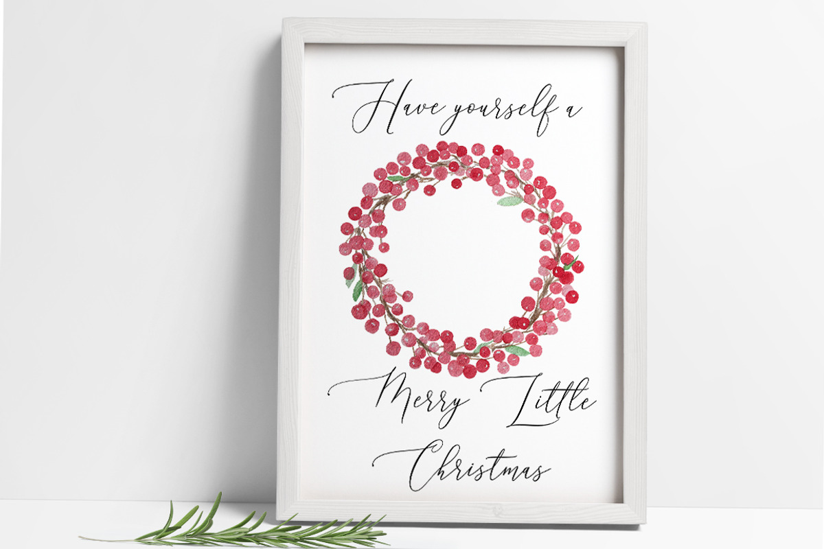Red Watercolor Christmas Wreath, an Illustration by DailyMiracleDigitals,LLC (Photo 5 of 6)