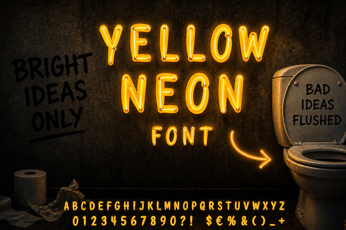 Yellow Neon Font, a Handwritten Font by Handmadefont (Photo 17 of 19)