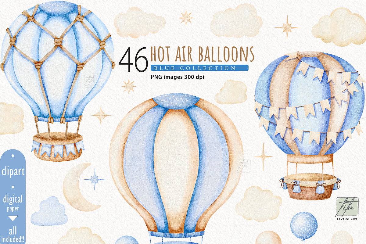 Hot Air Balloon Clipart, a Transportation Illustration by TitaLivingArt (Photo 1 of 11)