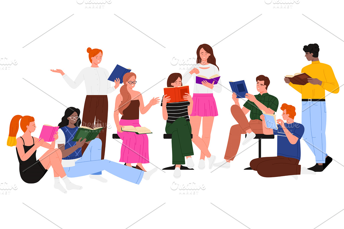 People read books from library, an Education Illustration by Flashvector