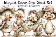 Whimsical Summer Goose Clipart Set, an Illustration by Libby Wishes (Thumbnail 1 of 7)