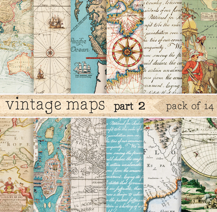 Vintage Maps Digital Paper, a Pattern Graphic by ZephyrDigital