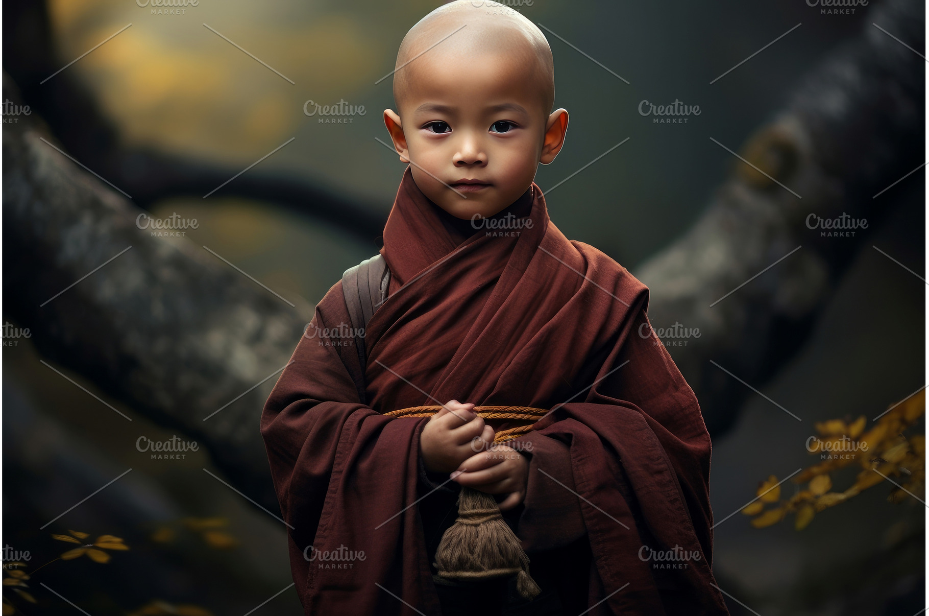 Youthful Little asian monk. Generate, a School & Education Photo by Ylivdesign