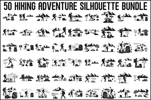 Hiking Adventure Silhouette Bundle, an Illustration by yasushie