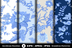 Jacobean Passion Seamless Patterns, a Pattern Graphic by Elen-Lane