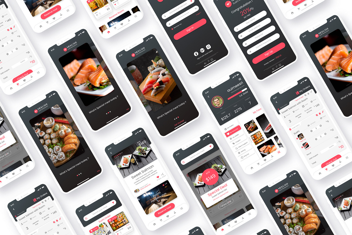 Sushi Restaurant App Mobile UI Kits, an UI Kit Template by Artmeesri (Photo 2 of 8)