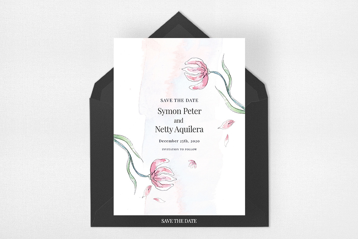Pink Floral Sketch Wedding Suite, an Invitation Template by Azka Creative (Photo 4 of 5)