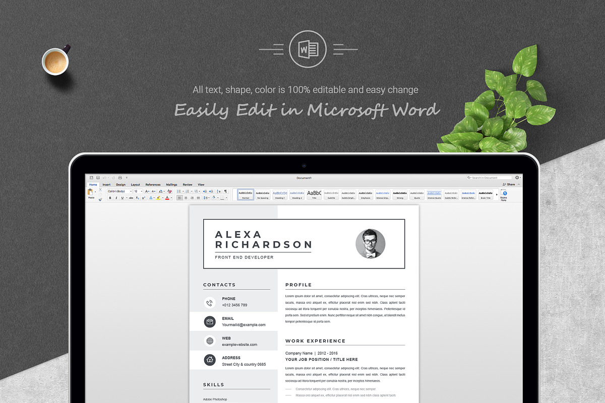 Resume/CV Design Template | MS Word, a Resume Template by ResumeInventor