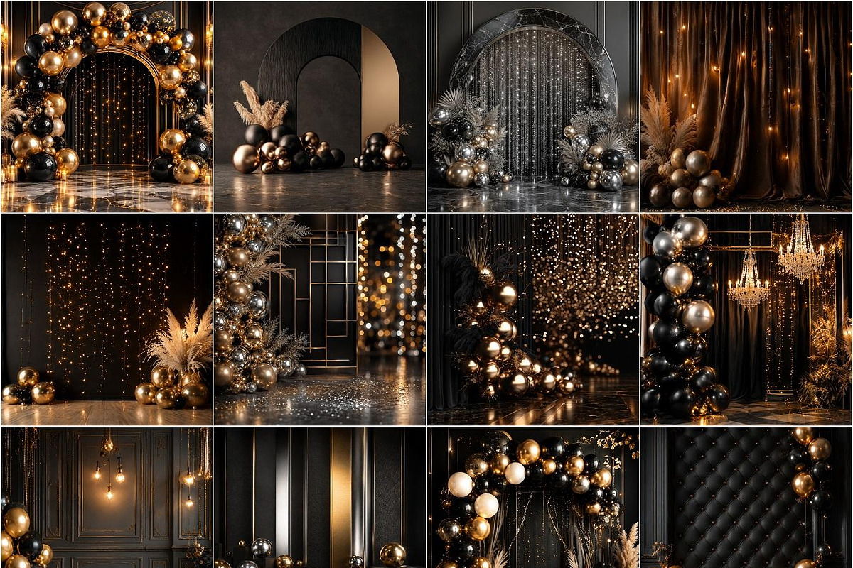 Luxury Black & Gold Digital Backdrop, a Background Graphic by Walllow Creatives (Photo 1 of 3)