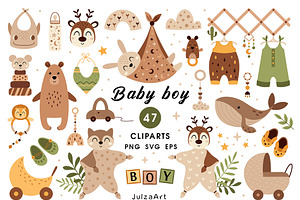 Newborn Baby Boy Clipart, an Object Illustration by JulzaArt