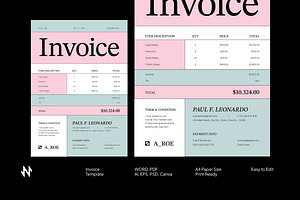Soft Tone Invoice, a Stationery Template by Neermana