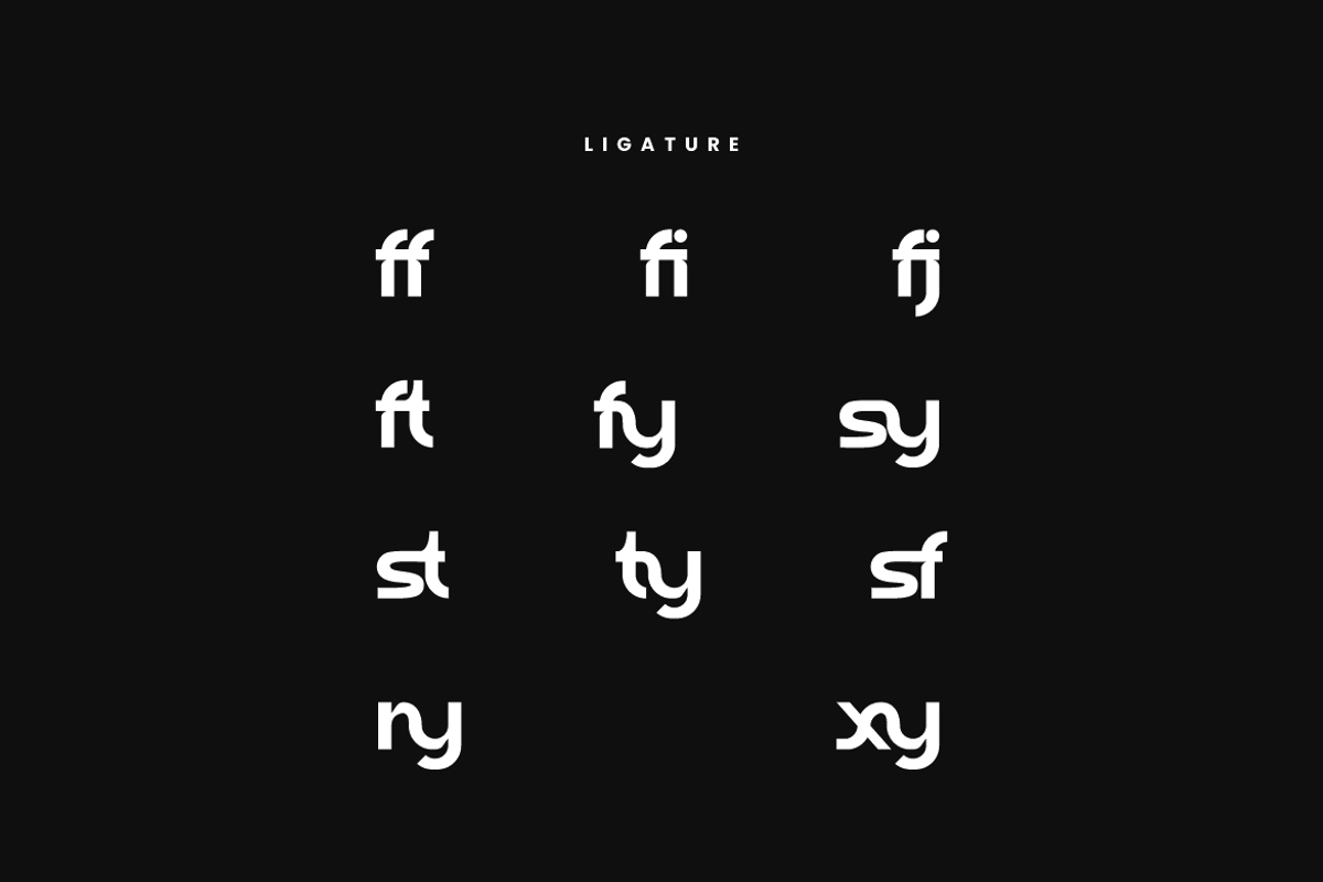 Syafixy - Ligatures Logo Font, a Sans Serif Font by Iqsiart Studio (Photo 7 of 14)
