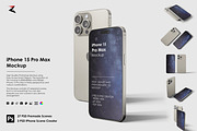 iPhone 15 Pro Max Mockup 6K, an iPhone Mockup by Zabiegala MP (Thumbnail 1 of 24)