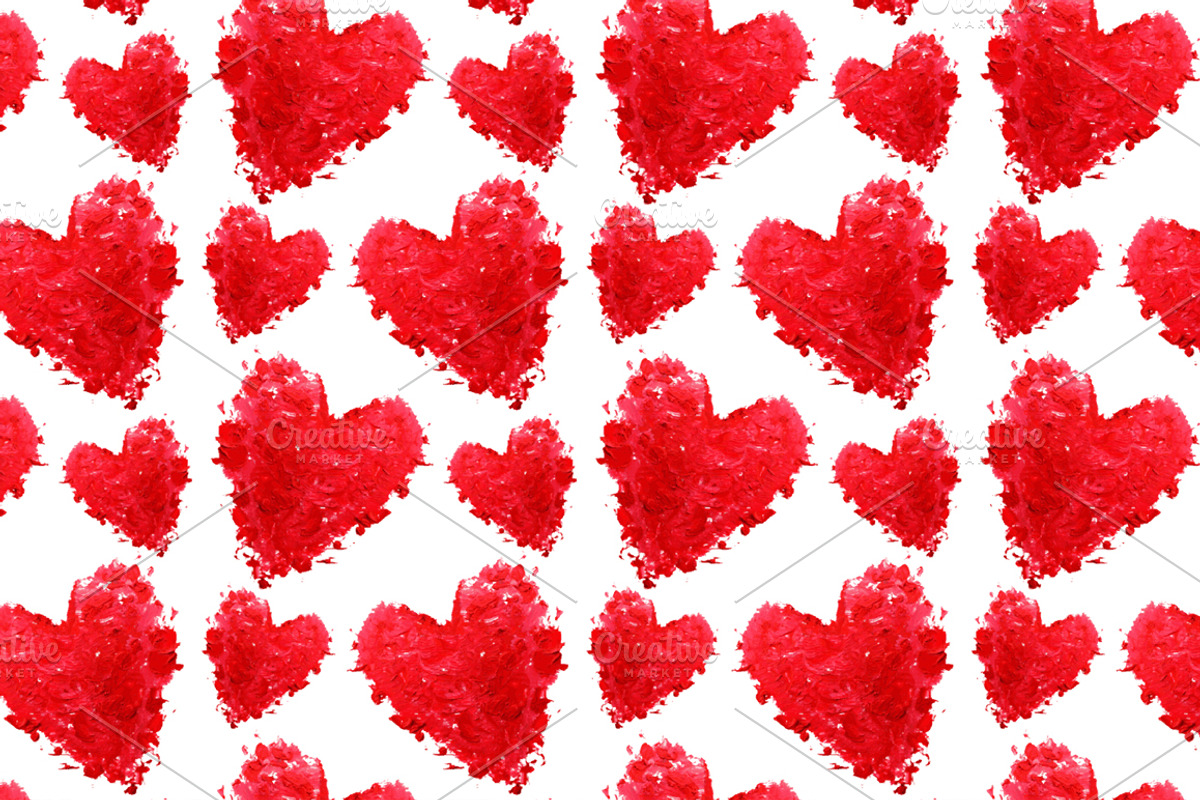 Oil Painted Hearts Seamless Pattern