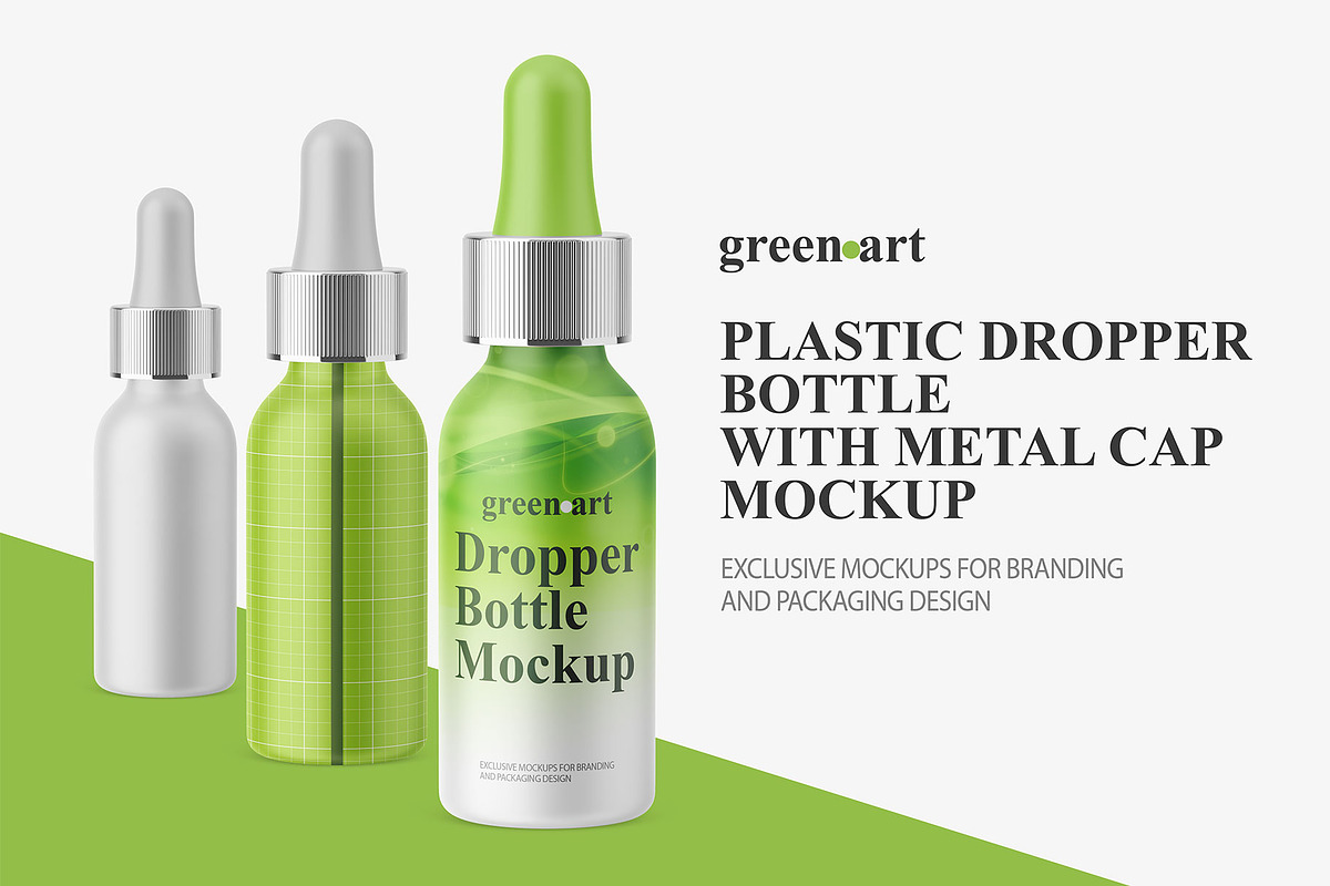 Matte Dropper Bottle With Metal Cap, a Product Mockup by Green Art (Photo 1 of 5)