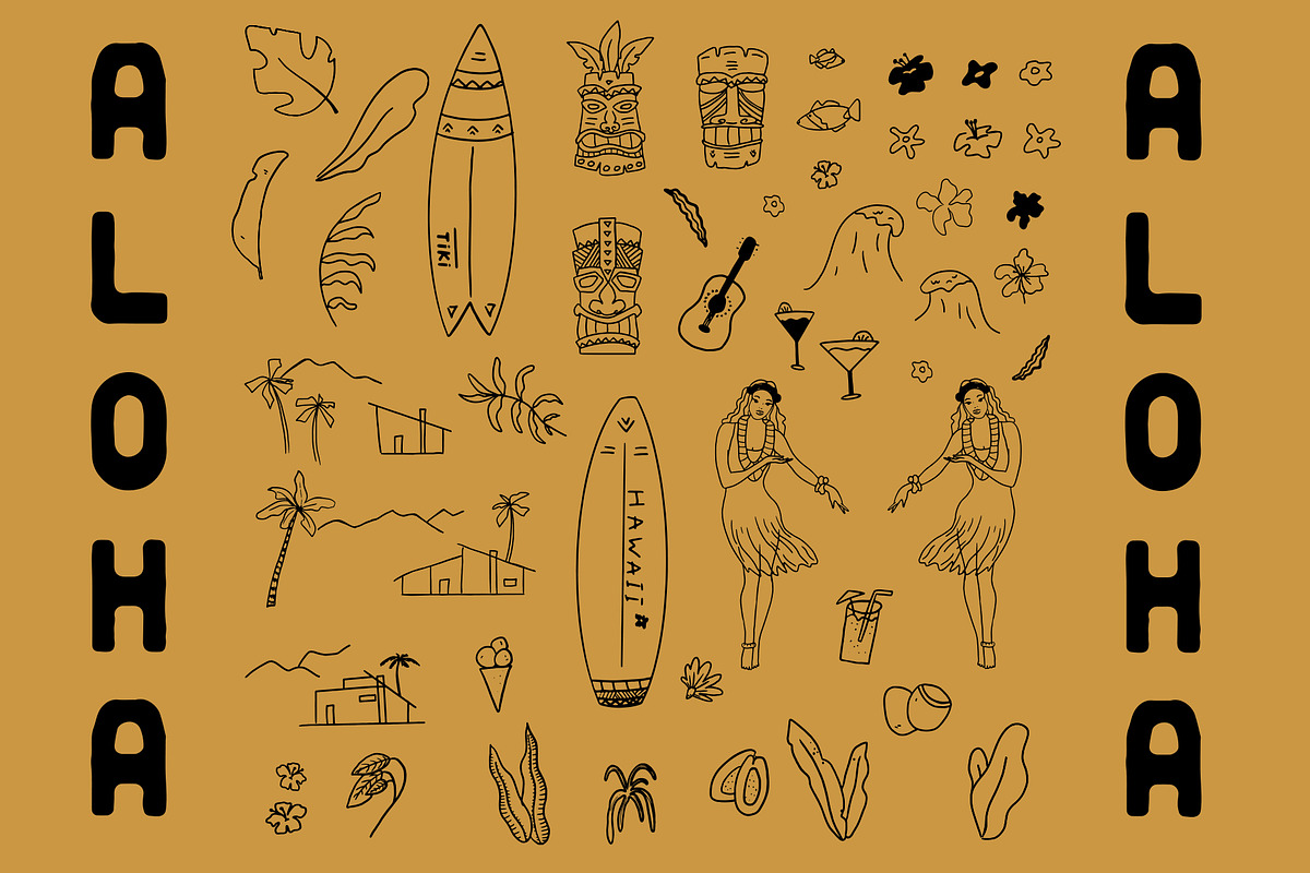 Hawaiian Graphic clipart bundle, a Person Illustration by Lisa Mill (Photo 2 of 9)