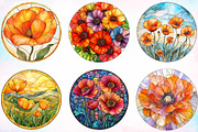 Round Stained Glass California Poppi, an Illustration by Canvas Craft (Thumbnail 3 of 5)