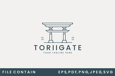 torii gate logo vector line art