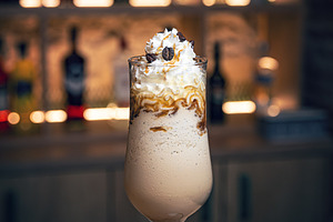 Refreshing iced coffee frappe, a Photo by Grafvision photography
