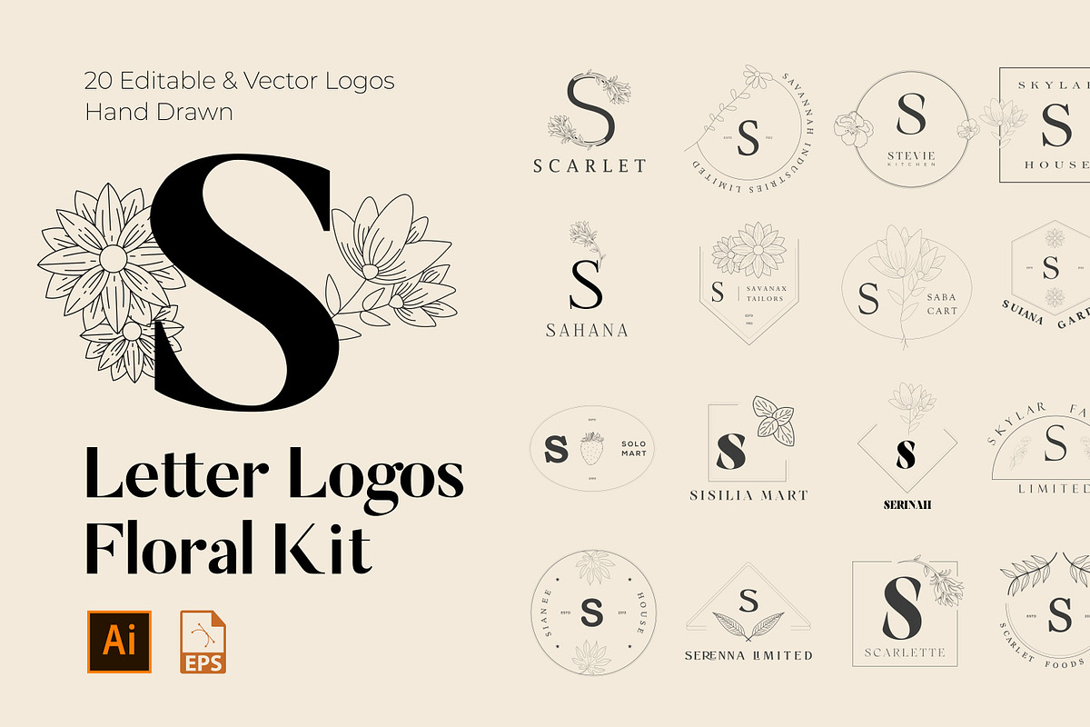 520 A to Z Floral Logos Bundle, a Branding & Logo Template by AN Productions (Photo 152 of 223)
