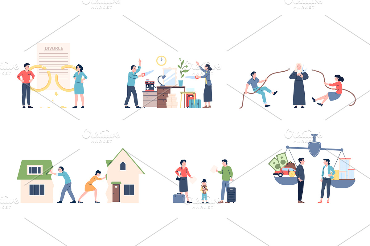 Property division. Family and couple, a Person Illustration by LadadikArt
