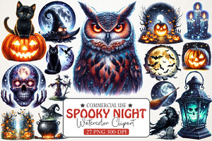 Halloween Spooky Night Collection Cl, an Illustration by RobertsArt