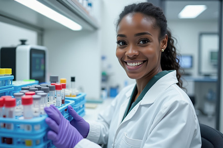 Female Scientist Working in Laborato, a Health & Medical Photo by angellodeco