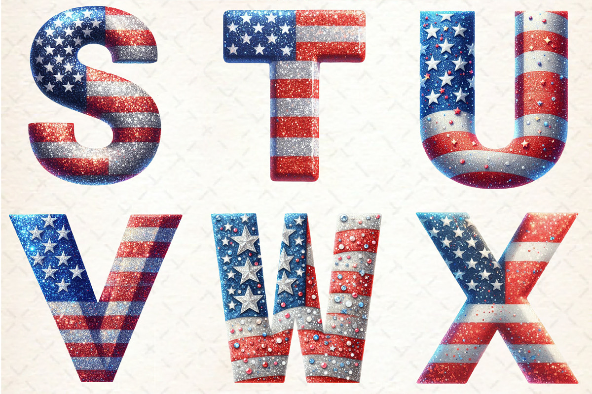Glitter USA Flag Alphabet Clipart PN, an Illustration by Rose Art (Photo 5 of 7)