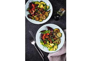 Healthy vegan keto salad with tofu, a Food & Drink Photo by Yulia Furman
