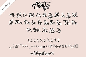 Anetta Handwritten Script Font