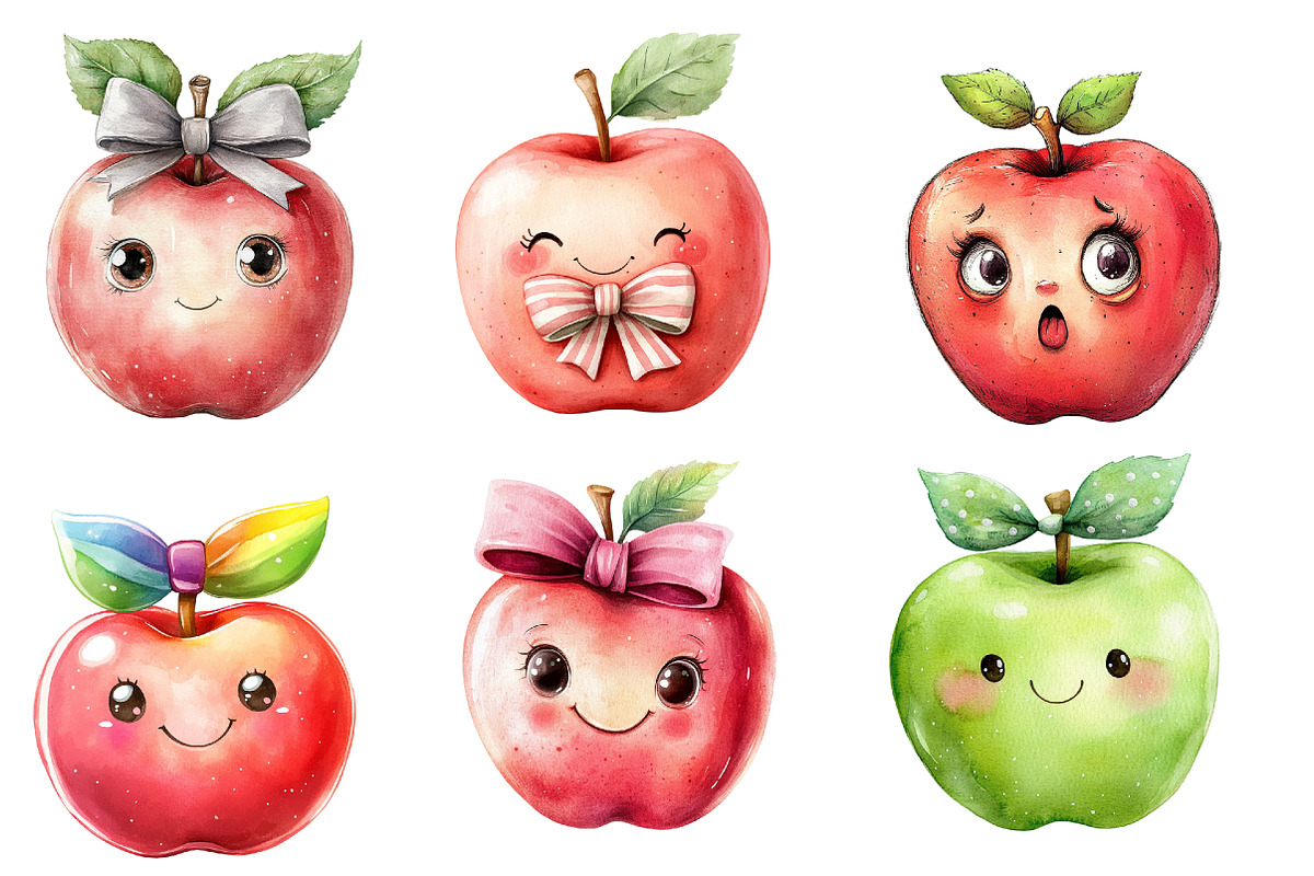 Back to School Funny Apple Clipart, an Illustration by Designworld (Photo 4 of 6)