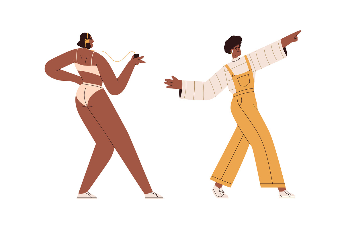 People in headphones dancing set, a Person Illustration by Good Studio (Photo 4 of 4)