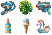 Water Park Watercolor Collection, an Illustration by Black Bird Studio (Thumbnail 2 of 6)